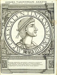 Valentinianus III, illustration de Imperatorum romanorum omnium orientalium et occidentalium verissimae imagines ex antiquis numismatis